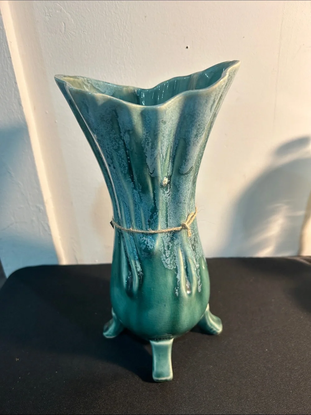 Green Ceramic Tripod Vase mcm drip